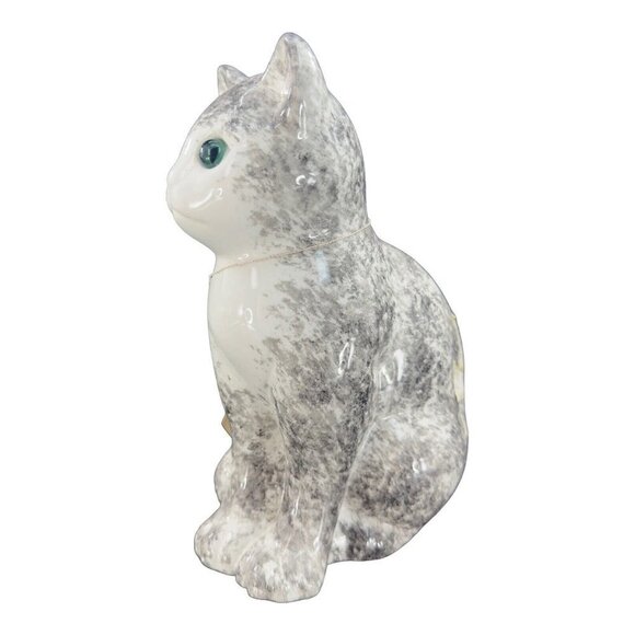 ELPA Alcobaca White Black Cat With Glass Green Eyes Made In Portugal W Sticker - Picture 9 of 13